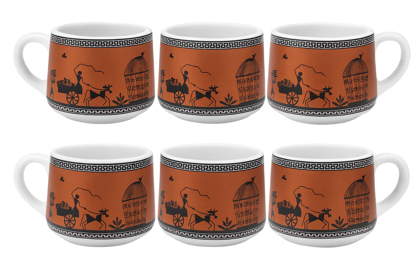 Ceramic Tribal Art Coffee/Tea Cup Set – 6 Pieces