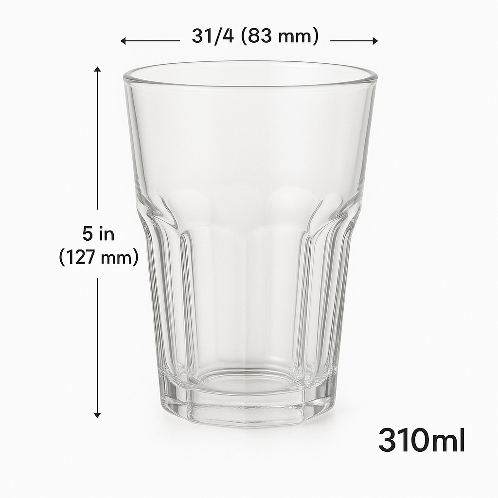 Classic Clear Glass Tumbler 310ml – Durable Transparent Drinking Glass Glass Set Water/Juice Glass (310 ml, Glass, Clear) (Pack of 6)