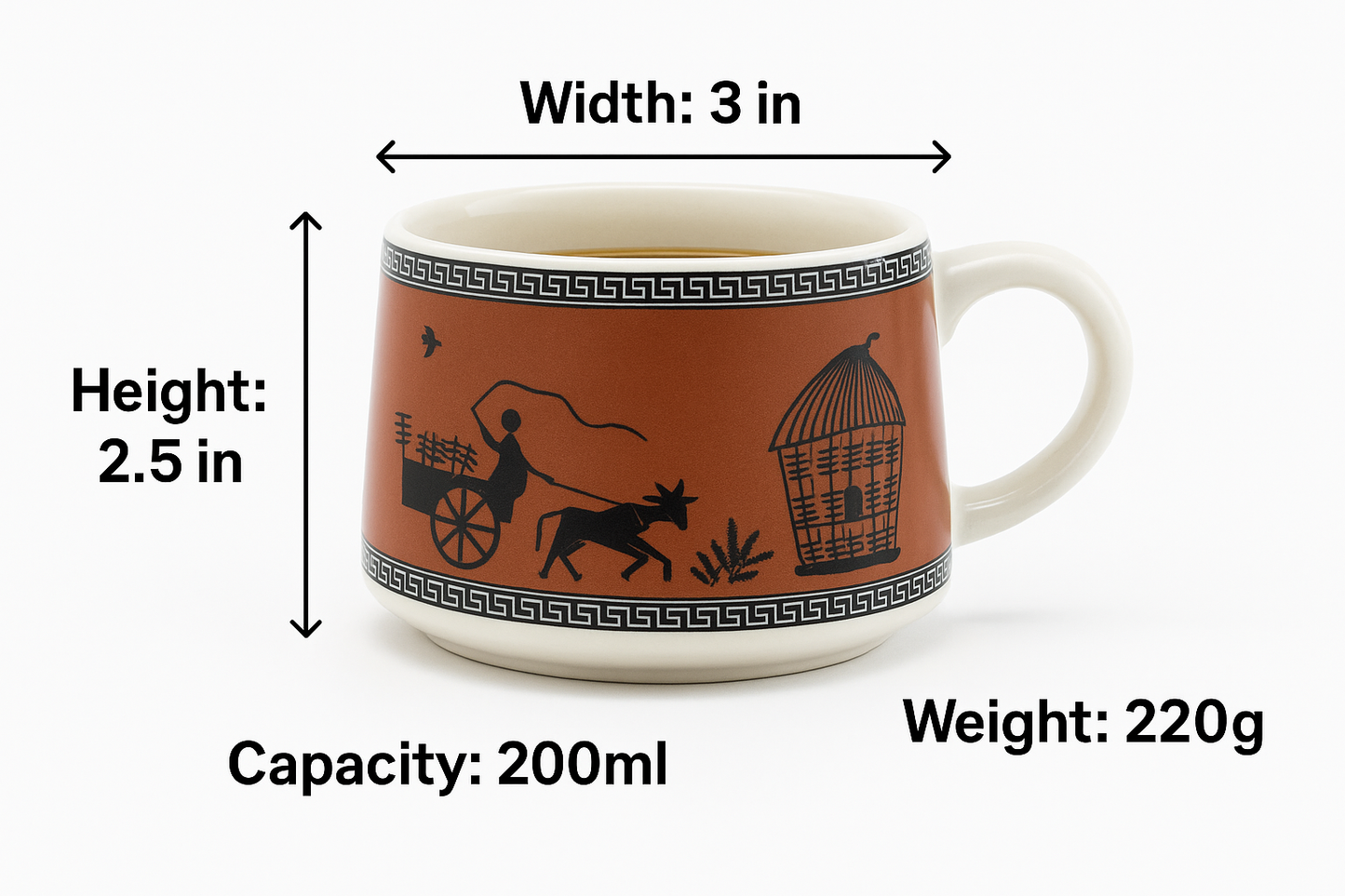 Ceramic Tribal Art Coffee/Tea Cup Set – 6 Pieces