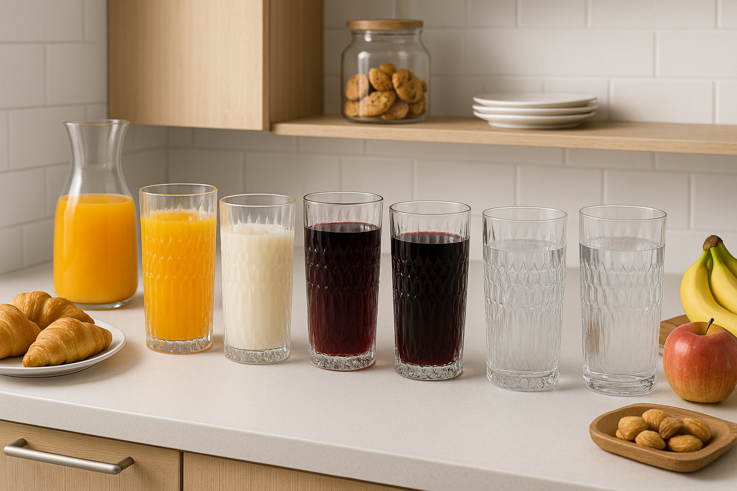 GITAEMPORIUM (Pack of 6) Ripple Design Glass Tumbler Set – 6 Pieces, 255ml Transparent Drinking Glasses Glass Set Water/Juice Glass