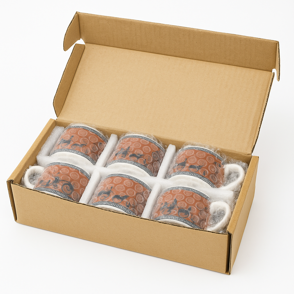 Ceramic Tribal Art Coffee/Tea Cup Set – 6 Pieces