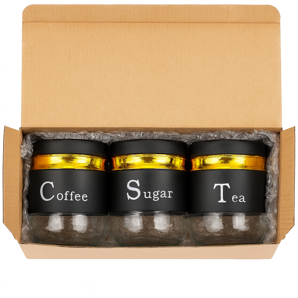 GITAEMPORIUM Glass Tea Coffee & Sugar Container - 355ml