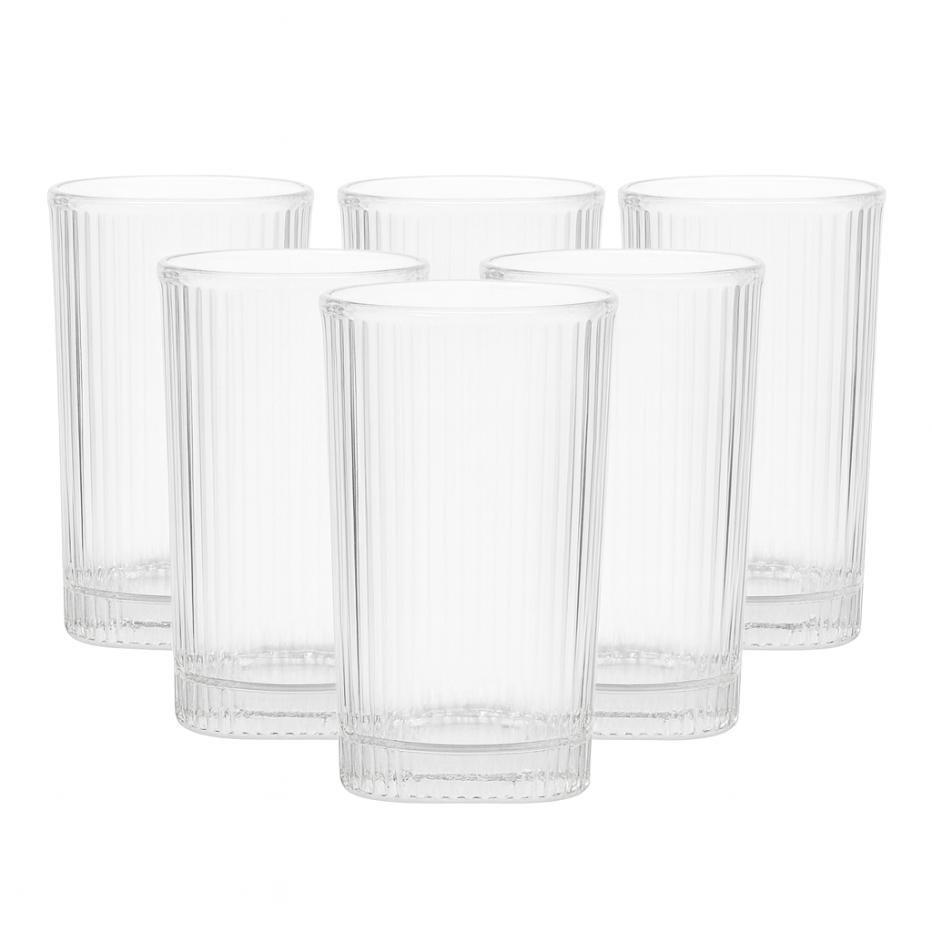 Set of 6 Transparent Glass Tumblers – 300ml Glass Set Water/Juice Glass (300 ml, Glass, Clear)