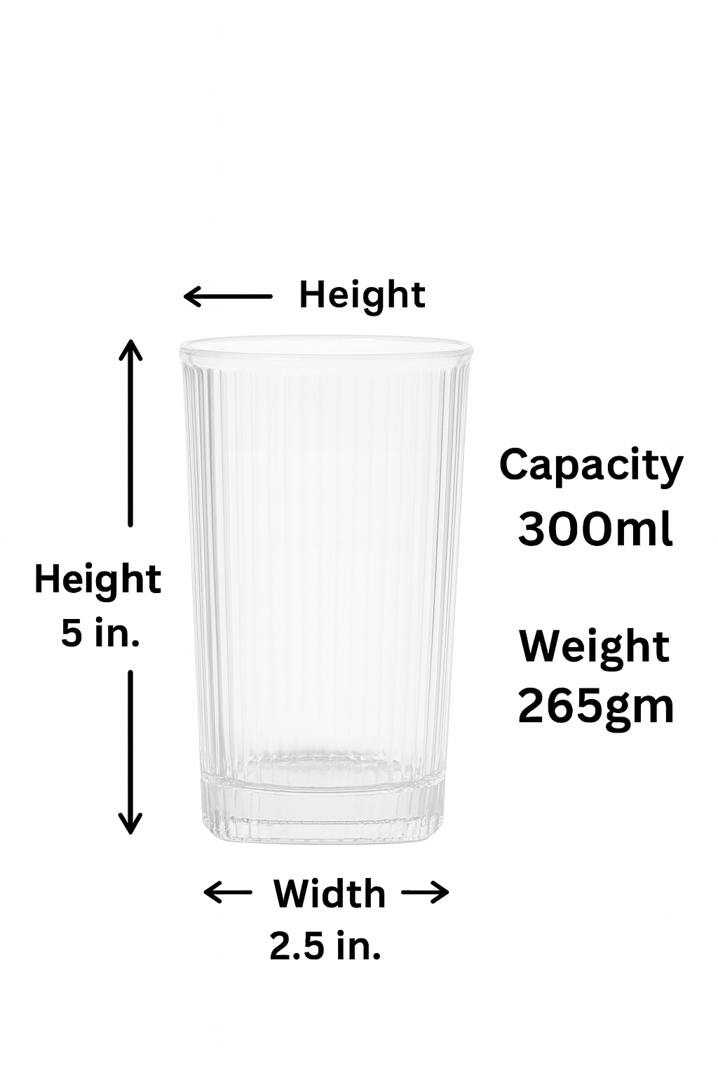 Set of 6 Transparent Glass Tumblers – 300ml Glass Set Water/Juice Glass (300 ml, Glass, Clear)