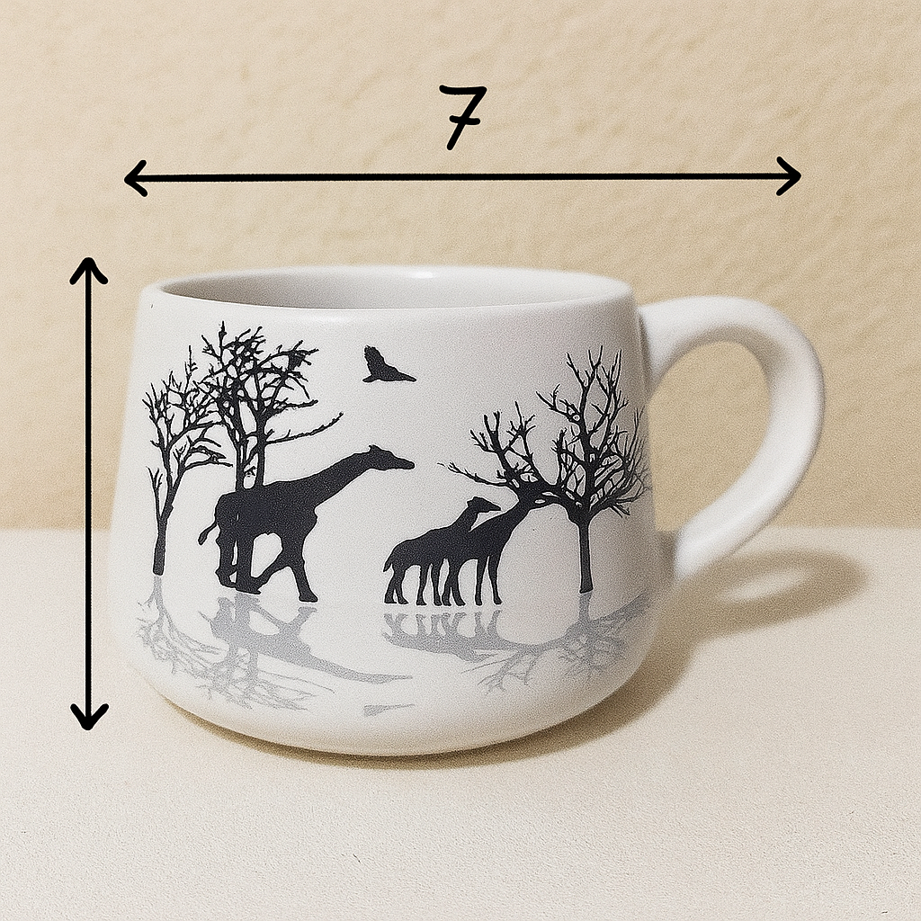 jungle design Ceramic Tea Cup Set - Black & White, Eco-Friendly(Set of 6) Ceramic Coffee Mug