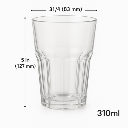 Classic Clear Glass Tumbler 310ml – Durable Transparent Drinking Glass Glass Set Water/Juice Glass (310 ml, Glass, Clear) (Pack of 6)