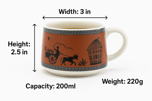 Ceramic Tribal Art Coffee/Tea Cup Set – 6 Pieces
