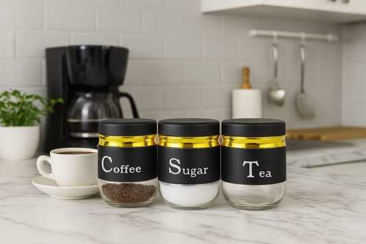 GITAEMPORIUM Glass Tea Coffee & Sugar Container - 355ml