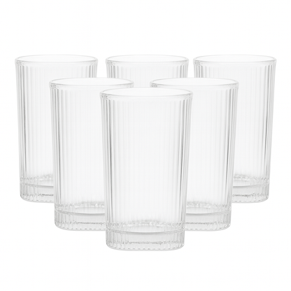 Set of 6 Transparent Glass Tumblers – 300ml Glass Set Water/Juice Glass (300 ml, Glass, Clear)