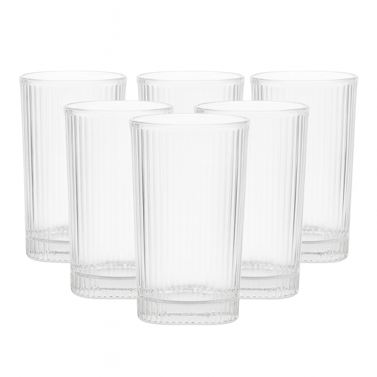 Set of 6 Transparent Glass Tumblers – 300ml Glass Set Water/Juice Glass (300 ml, Glass, Clear)