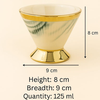 GITA EMPORIUM 220ml Luxury White & Gold Dessert Bowl Set with Spoons – Premium Ice Cream & Serveware Collection