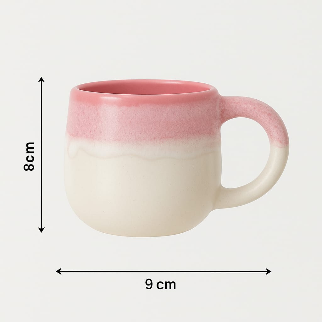GITA EMPORIUM 220ml Pink & Cream Ceramic Mug Set – Premium Handcrafted Coffee & Tea Cups220ml Pink & Cream Ceramic Mug Set – Premium Handcrafted Coffee & Tea Cups220ml Pink & Cream Ceramic Mug Set – Premium Handcrafted Coffee & Tea Cups