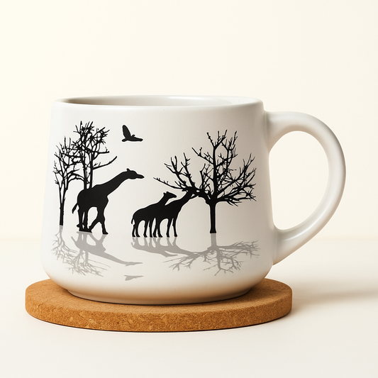 jungle design Ceramic Tea Cup Set - Black & White, Eco-Friendly(Set of 6) Ceramic Coffee Mug
