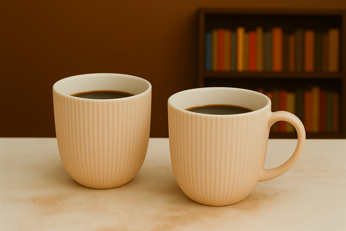 Elegant Ribbed porcelain Tea & Coffee Mug 2 piece pack - 300ml Minimalist Textured Cup for Home Kitchen Use